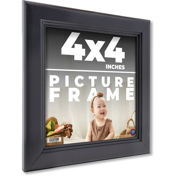 4x4 - 4 x 4 Contemporary Black Solid Wood Frame with UV Framer's Acrylic & Foam Board Backing - Great For a Photo,