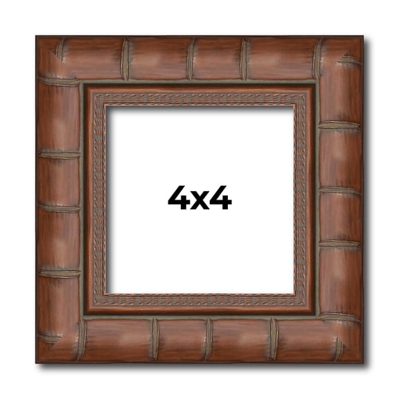 4x4 In Dark Brown Bamboo Real Wood Picture Frame Width 1.5 inches | Interior Frame Depth 0.5 inches