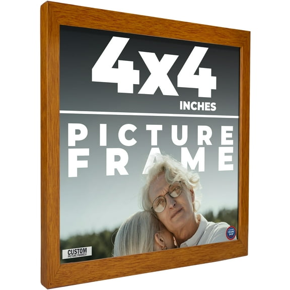 4x4 In Honey Brown Real Wood Picture Frame Width 0.75 inches | Interior Frame Depth 0.5 inches |