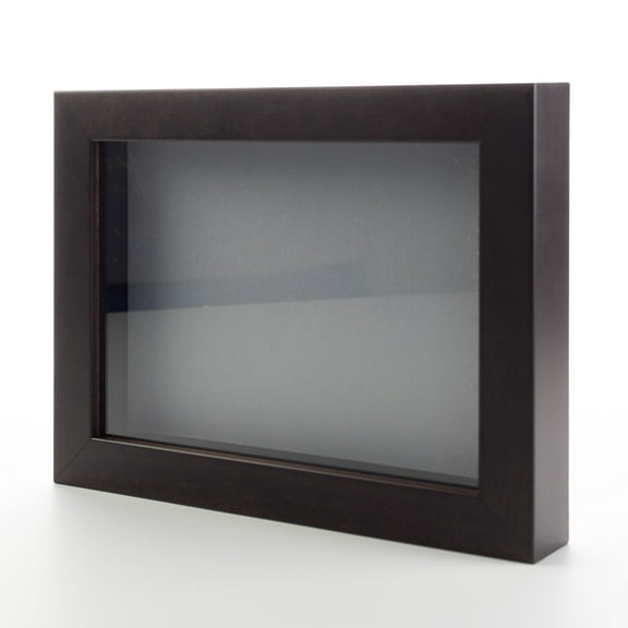 4x4 In Shadow Box Frame Dark Brown Real Wood with a Grey Acid-Free Backing | 3/4" of Usuable Depth