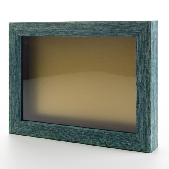 4x4 In Shadow Box Frame Farm Blue Real Wood with a Gold Acid-Free Backing | 13/16" of Usuable Depth