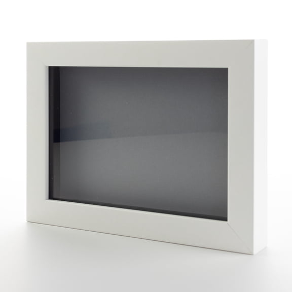 4x4 In Shadow Box Frame Painted White Real Wood with a Grey Acid-Free Backing | 3/4" of Usuable