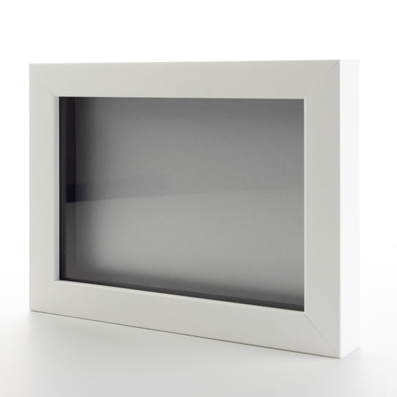 4x4 In Shadow Box Frame Painted White Real Wood with a Silver Acid-Free Backing | 3/4" of Usuable