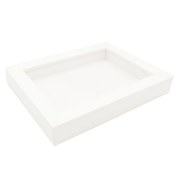 4x4 In Shadowbox Gallery Wood Frames - Solid White DEEP Shadow Box Frame with a Display Depth of