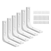 4x4 Inch Heavy Duty Shelf Support Bracket, Steel Decorative Joint Angle Bracket Floating Shelf Bracket Corner Brace Shelf Support for Wall Wood Shelves, Matte White, 6Pcs