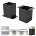 thumbnail image 1 of 4x4 Metal Post Base, Post Base for Deck - Heavy Duty Steel Brackets with Hardware Kit | Powder-Coated Post Anchors (Fits 3.5"x3.5") Fence, Pergola, Gazebo, 1 of 6