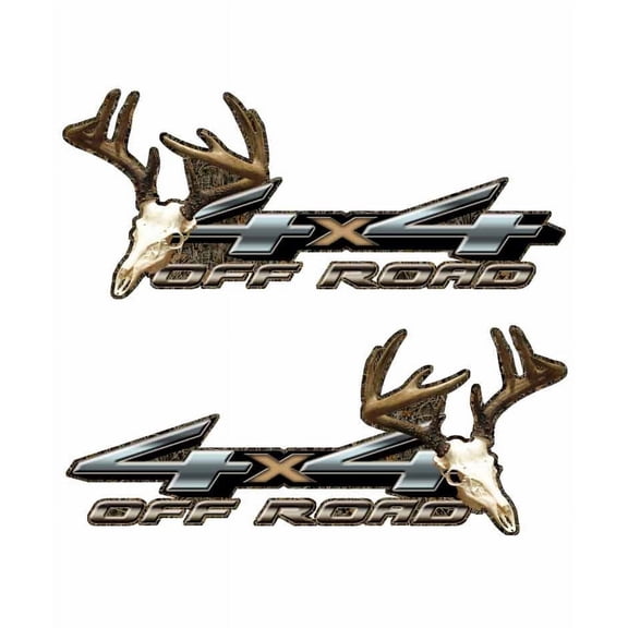 4x4 Natural Skull Deer Hunting Truck Decal Sticker Set