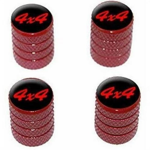 4x4 Off Road Red on Black Tire Rim Wheel Aluminum Valve Stem Caps, Multiple Colors