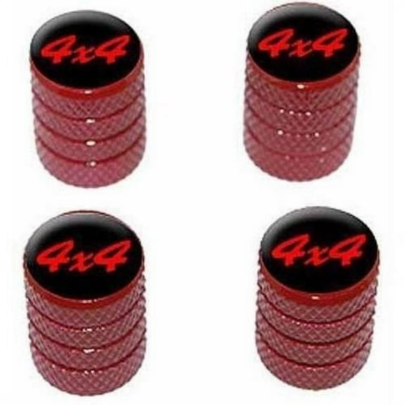 4x4 Off Road Red on Black Tire Rim Wheel Aluminum Valve Stem Caps, Multiple Colors