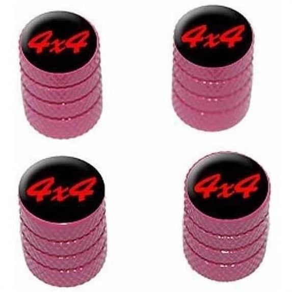 4x4 Off Road Red on Black Tire Rim Wheel Aluminum Valve Stem Caps, Multiple Colors