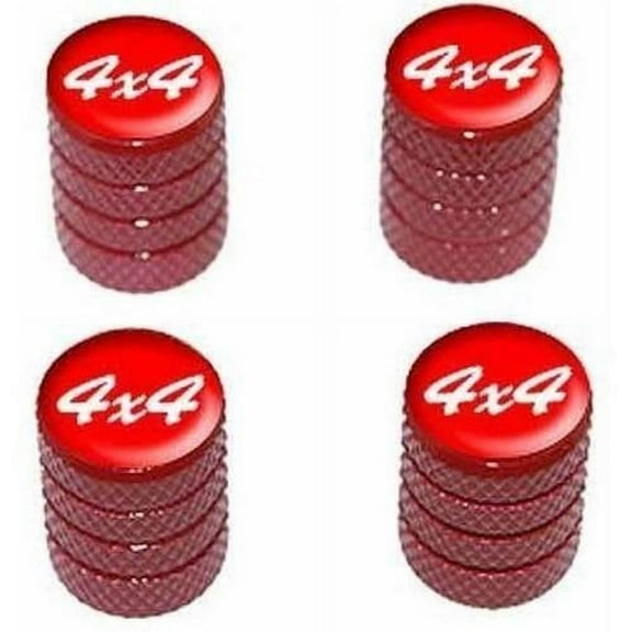4x4 Off Road White on Red Tire Rim Wheel Aluminum Valve Stem Caps, Multiple Colors