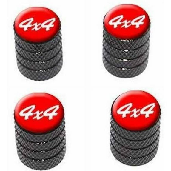 4x4 Off Road White on Red Tire Rim Wheel Aluminum Valve Stem Caps, Multiple Colors