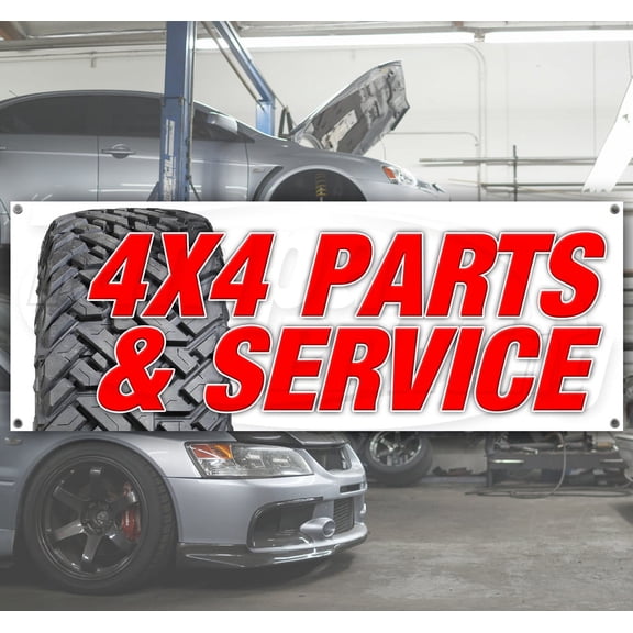 4x4 Parts & Services 13 oz heavy duty vinyl banner sign with metal grommets, new, store, advertising, flag, (many sizes available)