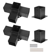 4x4 Pergola Bracket Kit 2 Pcs, Heavy 4-Way Corner Brace, Post Base for Gazebo Patio Log Cabin, Wood Beams