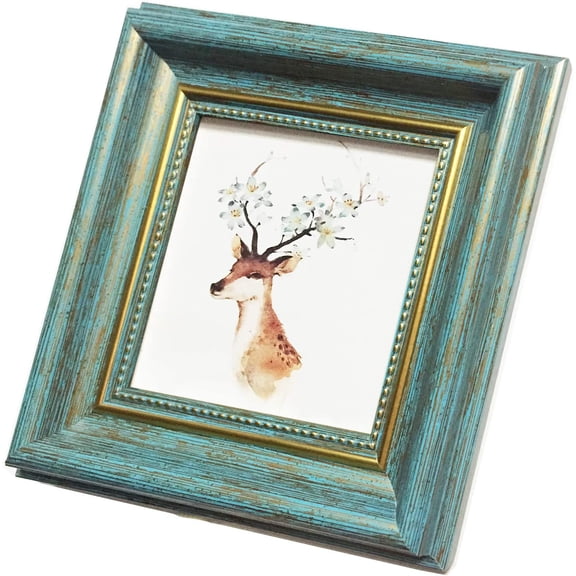 4x4 Photo Frame Blue Picture Frame Desktop Display Mount on The Wall.Plexiglass Panel (not Glass).Tips: Please Peel Off The Panel's Protective Film,Words on the Film Affect the Use
