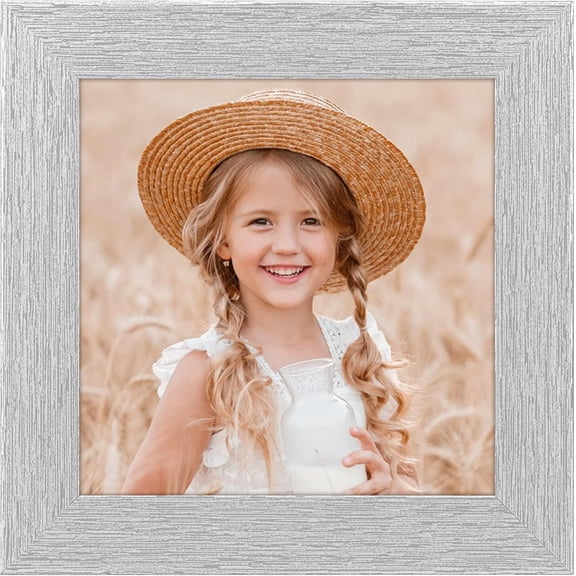 4x4 Picture Frame Wood Display 4x4 Picture Distressed Silver Square Photo Frame for Wall and Tabletop Decoration