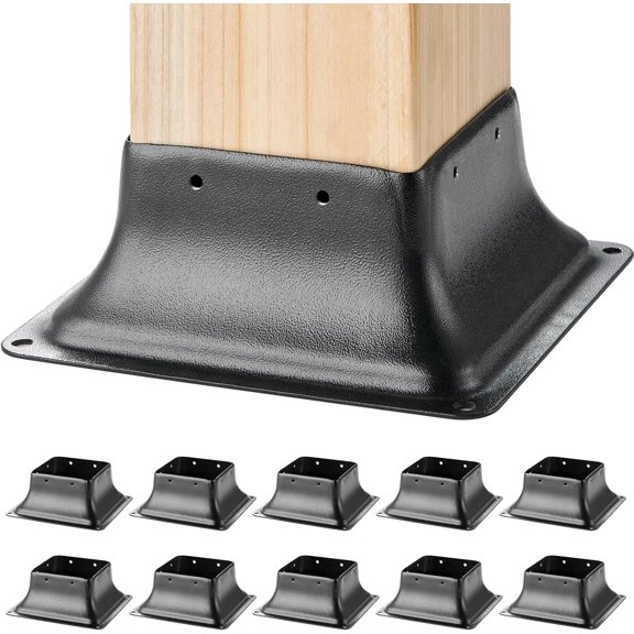 4x4 Post Base, 10 Pack, 3.6"3.6" Inner Dimension, Heavy Duty Powder-Coated Steel Anchor Bracket for Standard Wood Post, Deck Porch Handrail & Railing Support