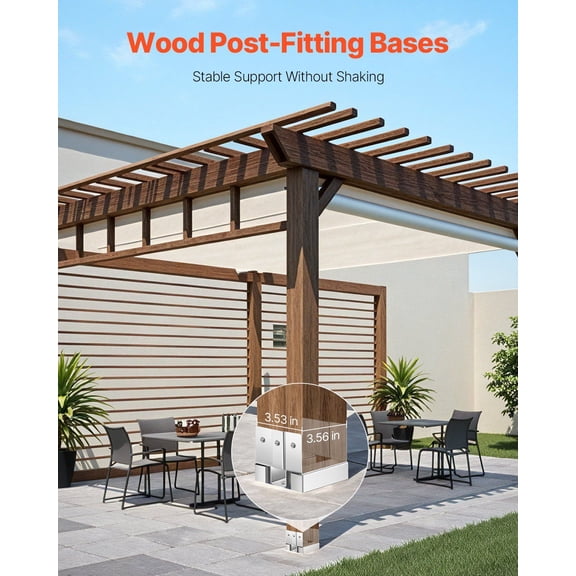 4x4 Post Base 10 Pcs Inner Size 3.53x3.56 Inch 89.6x90.5 mm Concrete Post Anchor Heavy Duty Zinc Plated Carbon Steel Posts Brackets with 1 Inch Standoff Elevation for Concrete Pergolas Patios
