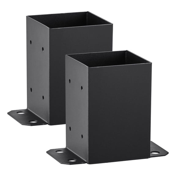 4x4 Post Base 2 Pcs, 3.6"x3.6" Post Anchor Brackets, Heavy Duty Matte Black Wood Post Connectors for Deck, Pavilion, Railing Support
