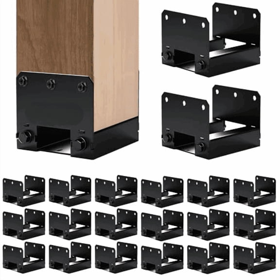 4x4 Post Base 20 PCS Post Bracket, Heavy Duty Metal Fence Post Anchor (Inner Size 3.6"x3.6"), Black Post Base for Concrete for Wood Deck Pergola Porch Railing Mailbox Support$$Tools & Hardware Other