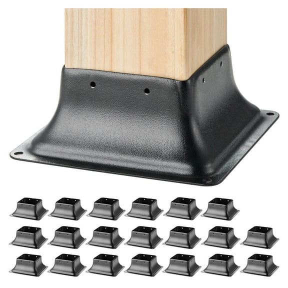 4x4 Post Base 20 Pack, Steel Post Anchor Bracket - Heavy Duty Decking Railing Support, Porch Handrail Post Mount, 3.6"x3.6" Internal, Powder Coated