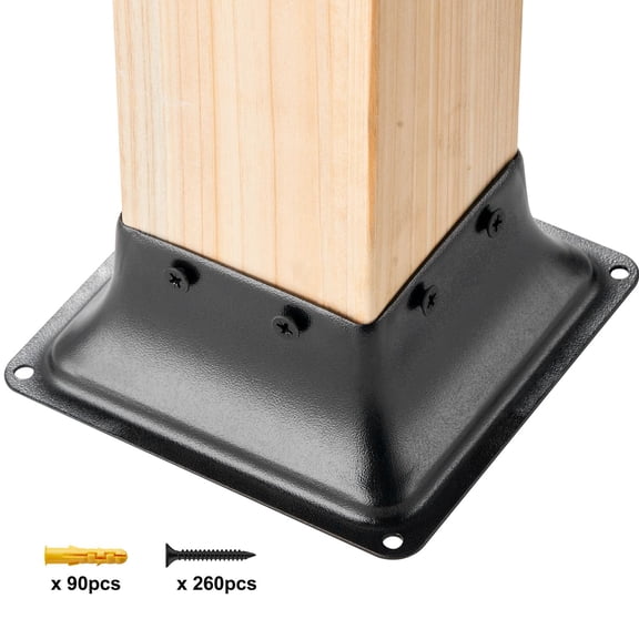 4x4 Post Base 20Pcs, Internal 3.6"x3.6" Heavy Duty Powder-Coated Steel Post Bracket Fit for Standard Wood Post Anchor, Decking Post Base for Deck Porch Handrail Railing Support