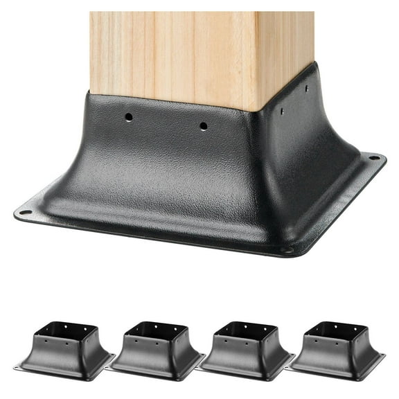 4x4 Post Base - 4Pcs Heavy Duty Steel Post Anchor Bracket, 3.6"x3.6" Internal, Decking Railing Support for Wood Posts, Porch Handrail