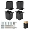 thumbnail image 1 of 4x4 Post Base, Heavy-Duty Post Bracket for Concrete & Wood Posts, Adjustable Deck Post Base for Pergola, Fence, Gazebo (4pcs, Post Bracket with Interior Base), 1 of 5