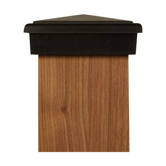 4x4 Post Cap (3.5")(Case of 12) Black Slim Profile Pyramid Style Square Top for Outdoor Fences, Mailboxes & Decks, by Atlanta Post Caps