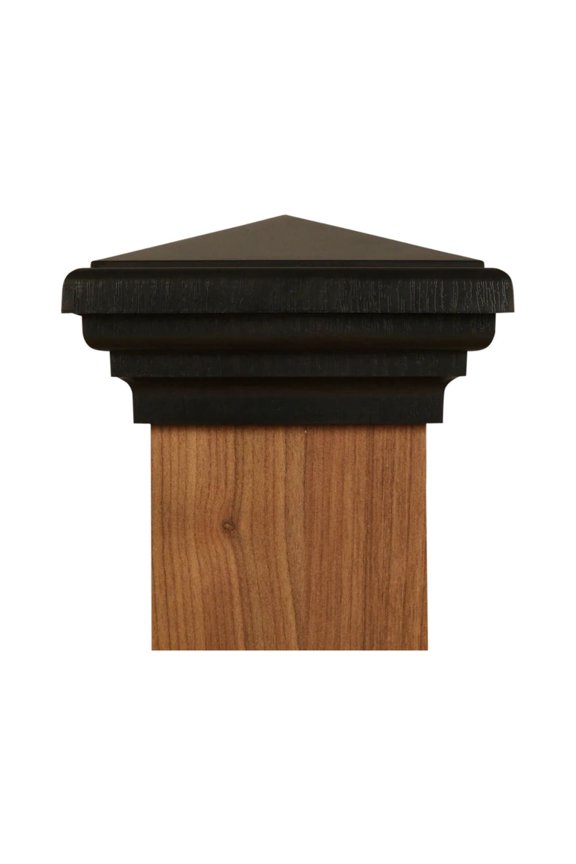 4x4 Post Cap (3.5") Black New England Pyramid Style Square Top Caps for Fences, Mailboxes, and Decks, by Atlanta Post Caps
