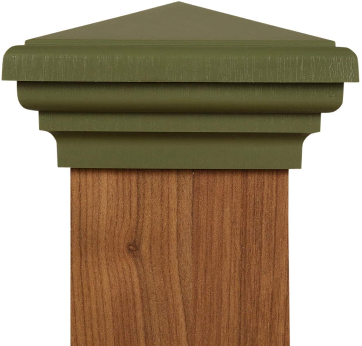 4x4 Post Cap │ Green New England Newell Pyramid Square Top for Outdoor