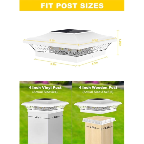 4x4 Post Cap Lights 6 Pack for Vinyl/Wooden Fence