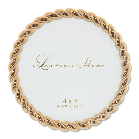 4x4 Round Gold Metal Picture Frame with Rope Design