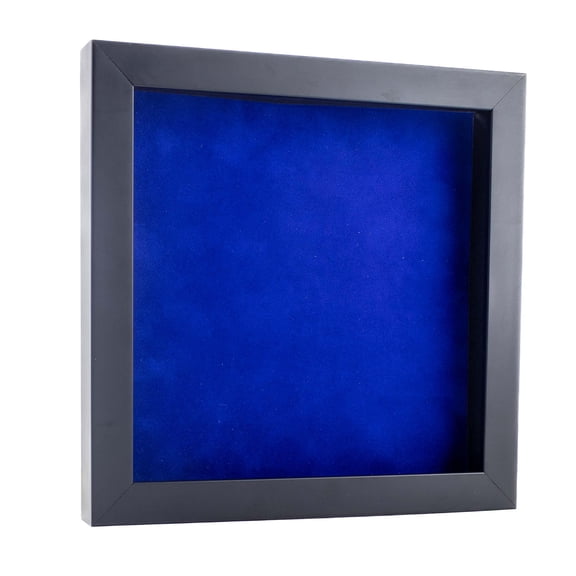 4x4 Shadow Box Frame Black Wood | With a 3/4" Usable Display Depth | Includes a Royal Blue Real