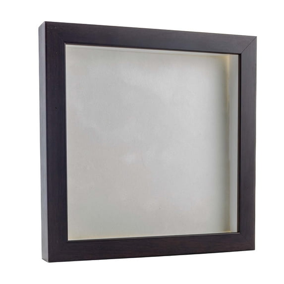 4x4 Shadow Box Frame Brown Walnut Wood | With a 3/4" Usable Display Depth | Includes a White Real