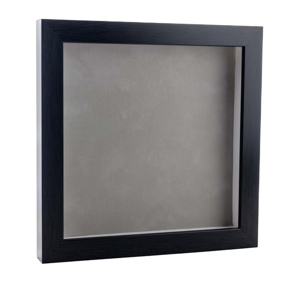 4x4 Shadow Box Frame Charcoal Gray Wood | With a 3/4" Usable Display Depth | Includes a Light Grey