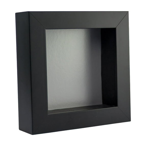 4x4 Shadow Box Frame In Black With A 1 3/4" Usable Depth Includes Silver Acid-Free Backing, UV