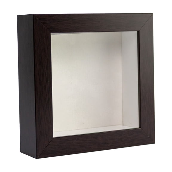 4x4 Shadow Box Frame In Brown With A 1 3/4" Usable Depth Includes White Suede Acid-Free Backing, UV