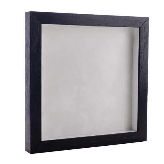 4x4 Shadow Box Frame Textured Black Wood | With a 3/4" Usable Display Depth | Includes a White Real