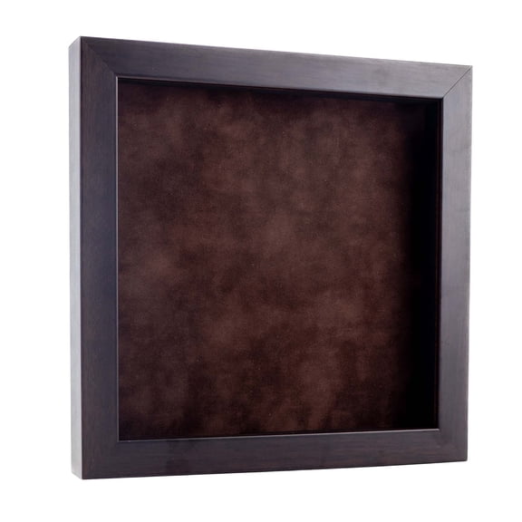 4x4 Shadow Box Frame Walnut Wood | With a 3/4" Usable Display Depth | Includes a Brown Real Suede