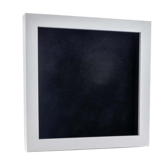 4x4 Shadow Box Frame White Wood | With a 3/4" Usable Display Depth | Includes a Black Real Suede