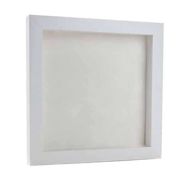 4x4 Shadow Box Frame White Wood | With a 3/4" Usable Display Depth | Includes a White Real Suede