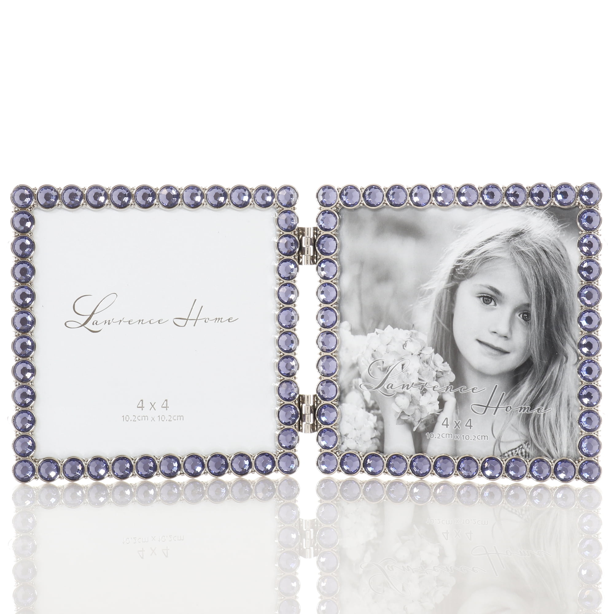4x4 Silver Metal Sparkle Double Frame - Midnight Blue