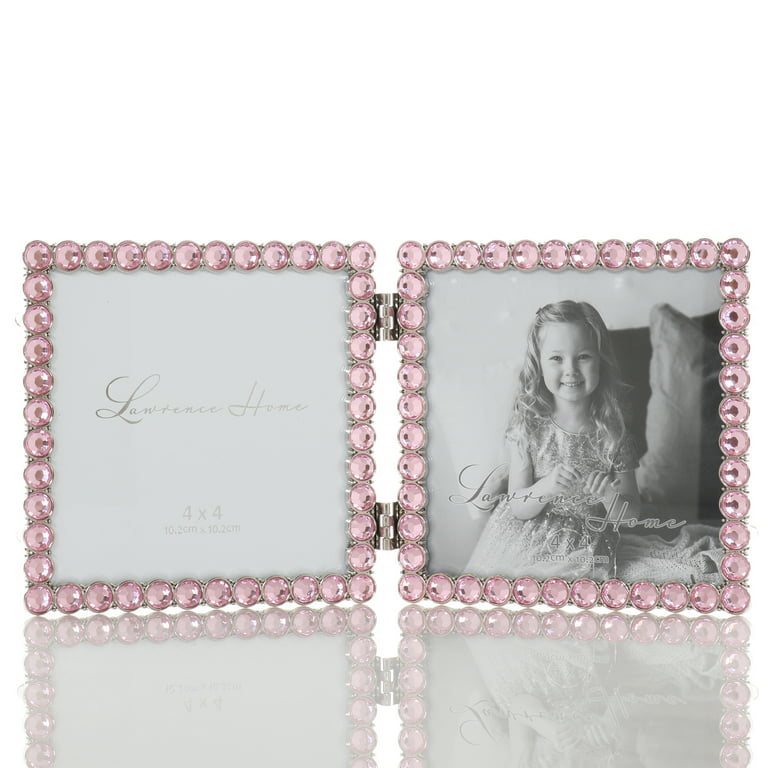 Picture frame Holy Family double laminated silver rhinestones 6x4 in