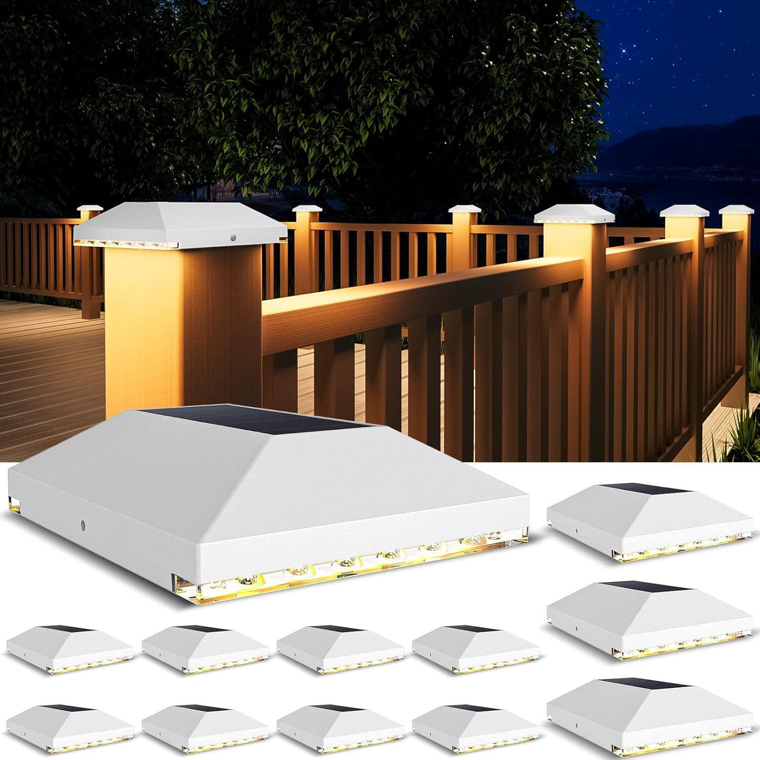 4x4 Solar Post Cap Light Outdoor Waterproof 12pack,Solar Fence Post