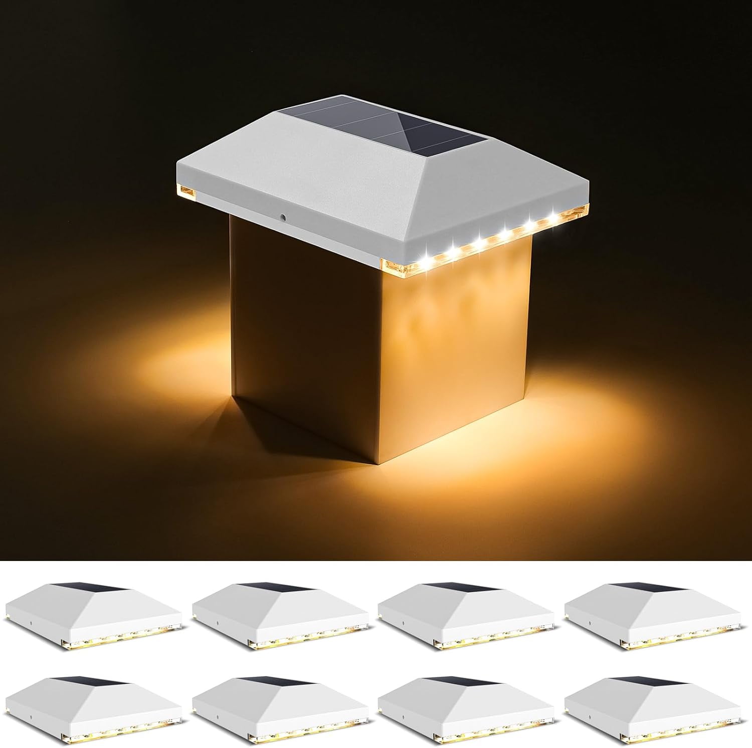 4x4 Solar Post Cap Light Outdoor Waterproof 8pack,Solar Fence Post