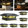 thumbnail image 1 of 4x4 Solar Post Cap Lights 16 LEDs 2 Modes 3.5x3.5 4x4 Wooden Vinyl Post Light Waterproof Outdoor for Deck Fence Patio Garden D r, Warm/Cool White (6 Pack, Black), 1 of 4