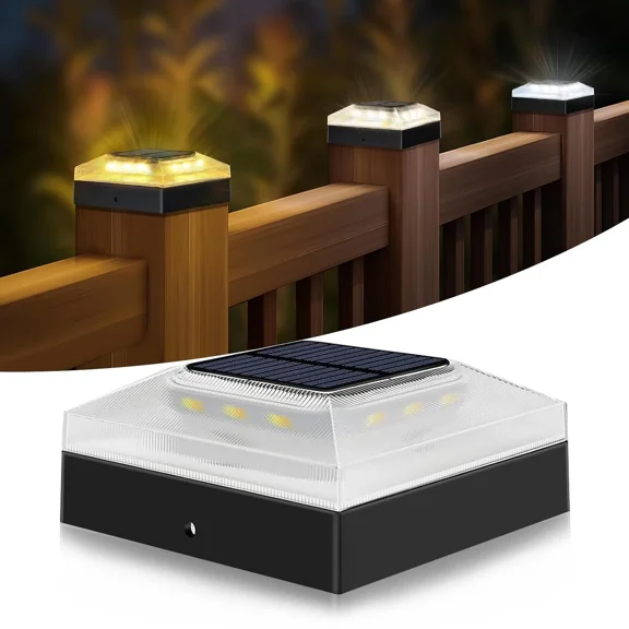 4x4 Solar Post Cap Lights, 1Pack Fence Post Solar Lights with with 3 Lighting Modes, Fit 4x4 Wood/Vinyl Posts, Waterproof Outdoor Deck Post Light for Patio, Fence, Porch