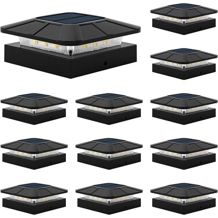 4x4 Solar Post Cap Lights Outdoor [12 Pack Waterproof IP65], 3 Lighting Modes for Fence Deck Patio Garden Decor, Dusk-to-Dawn Solar Powered Post Lights Fit 4x4 Wood/Vinyl