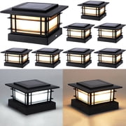 4x4 Solar Post Cap Lights Outdoor with 2 Color Modes, Fence Post Solar Lights Black Shell Fit for Vinyl/Wooden Posts, High Brightness SMD LED Lighting Decor for Garden Deck Patio